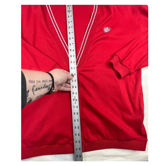 Vintage Catalina Sweatshirt Womens Large Red Button Up Cardigan Long Sleeve Y2K - Picture 3 of 13